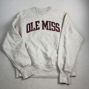 Champion Reverse Weave Ole Miss Sweatshirt Mens Small Heather Grey Pullover